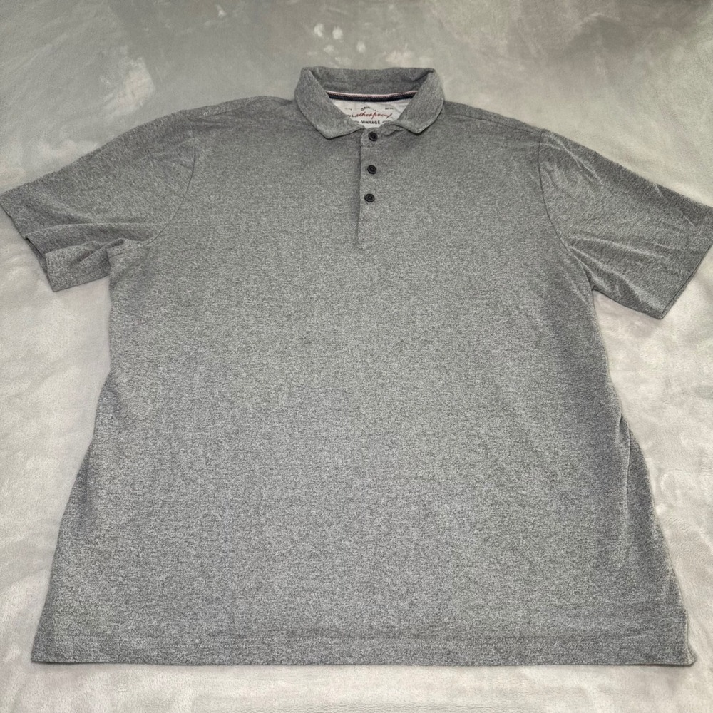 Weatherproof Vintage Men's XXL Heather Grey Short‎ Sleeve Stretch Polo Shirt EUC